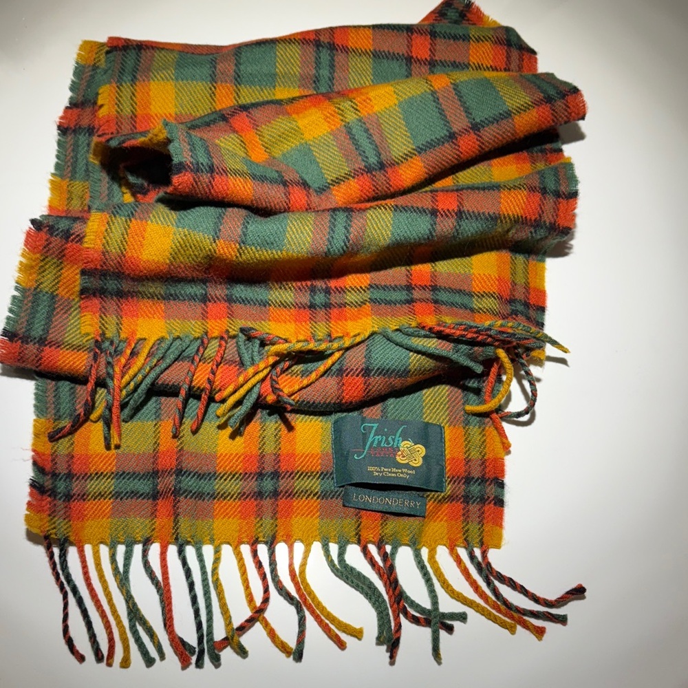 Irish County Vibrant Tartan Scarf - Orange, Green, Yellow